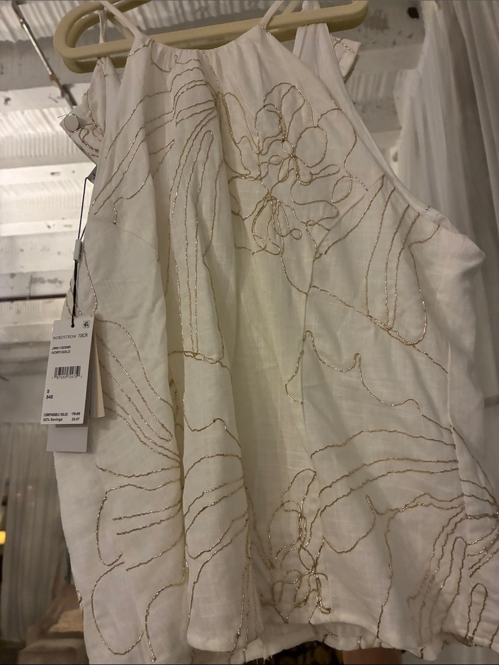 Jason Wu Ivory Gold Linen Top brand new